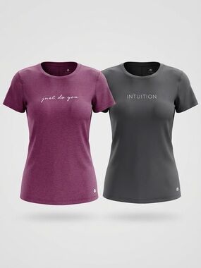 TWO Tag Athletica Short Sleeve Athletic Tees - Berry & Black